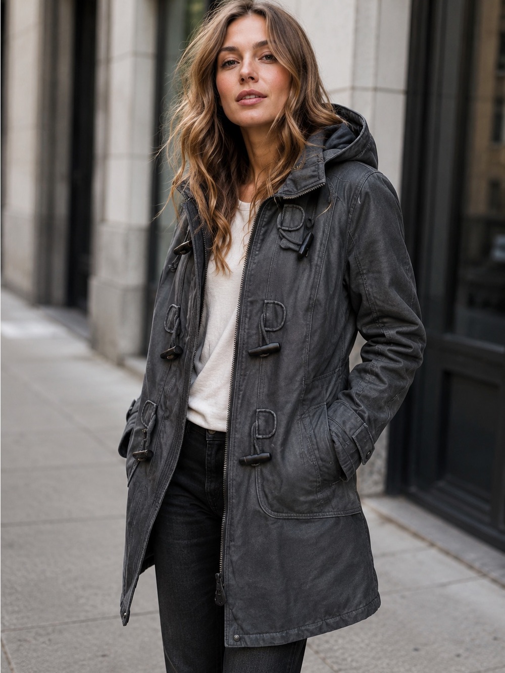 Spiewak & Sons Hooded Utility Parka Toggle Coat Charcoal Gray Military Jacket S
